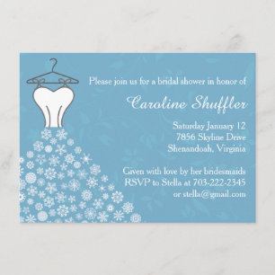 Cartão De Informações Chá de panela do vestido de casamento dos flocos