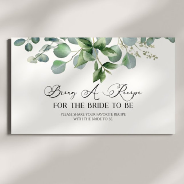 Cartão De Informações Chá de panela Eucalyptus Verde Traga Uma Receita (Criador carregado)