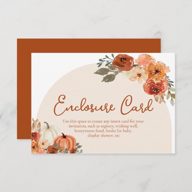 Cartão De Informações Chá de panela Floral de outono Russo (Frente/Verso)