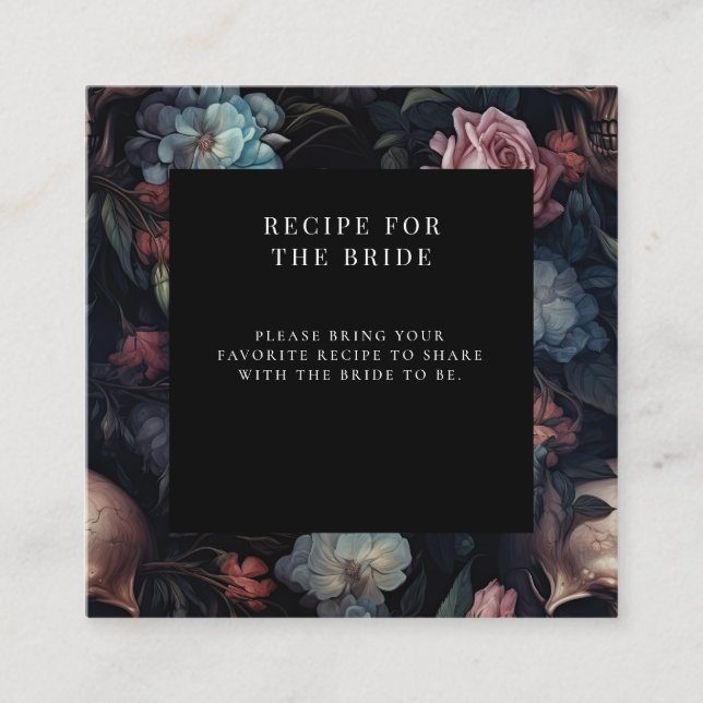 Cartão De Informações Chá de panela Gótico Floral Escuro (Frente)