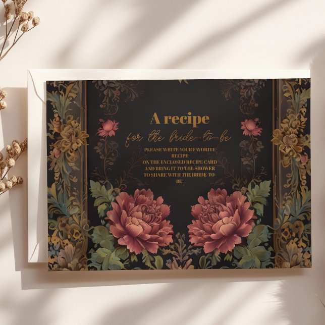 Cartão De Informações Chá de panela Gótico Vitoriano Floral (Criador carregado)