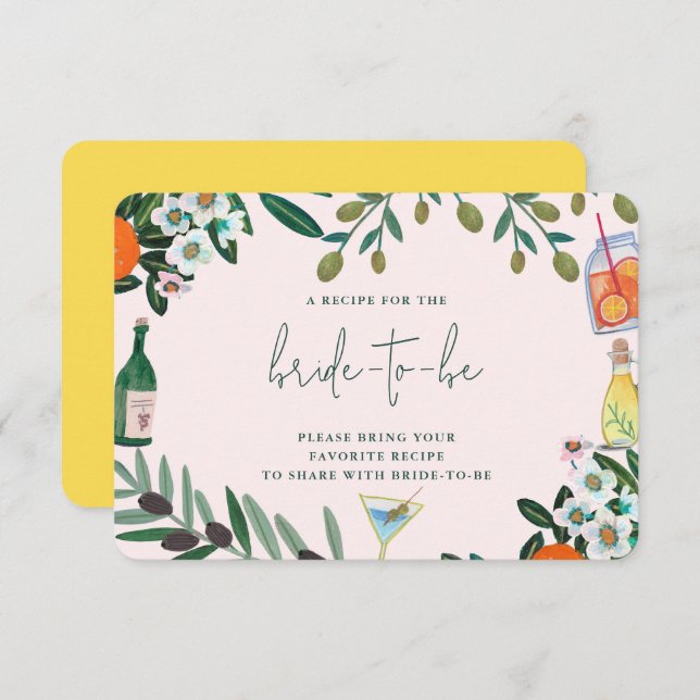 Cartão De Informações Chá de panela Mediterrânico Italiano Compartilha U (Frente/Verso)