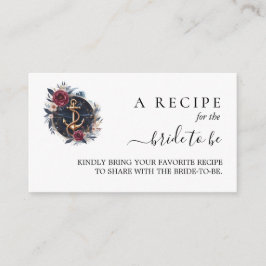 Cartão De Informações Chá de panela Náutico Azul Marinho Navio-Naufrágio