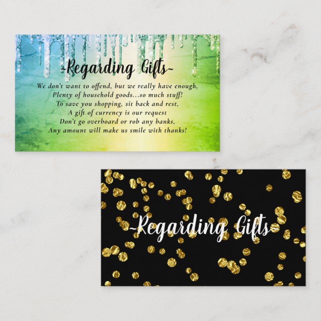 Cartão De Informações Chá de panela ou casamento do Fundo de Honeymoon (Frente/Verso)