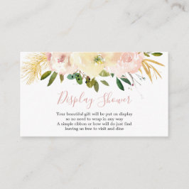 Cartão De Informações Chá de Tela Dourada Floral Elegante Rosa