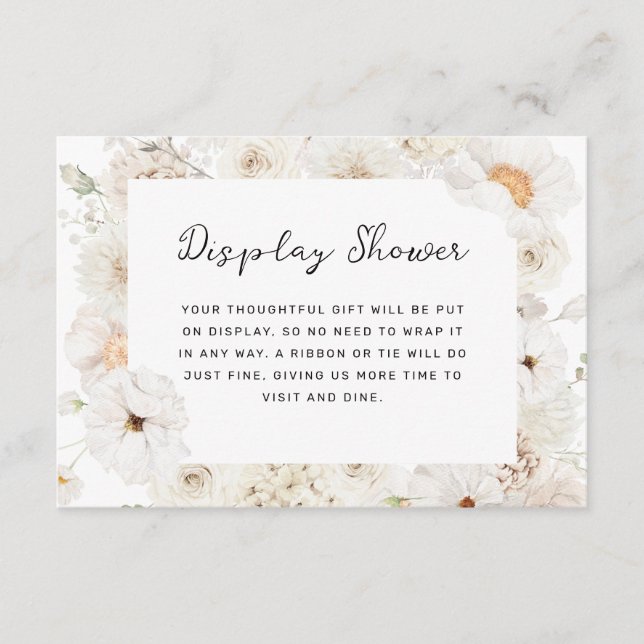 Cartão De Informações Chá de tela ploral branca (Frente)