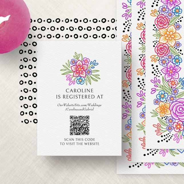 Cartão De Informações Chá do Registro Floral Fiesta (Criador carregado)