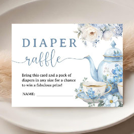 Cartão De Informações Chá para Dois Baby Shower Menino Azul Rifas de Fra
