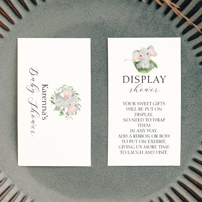 Cartão De Informações Chá para exibição de bebê verde-elefante moderno (Criador carregado)