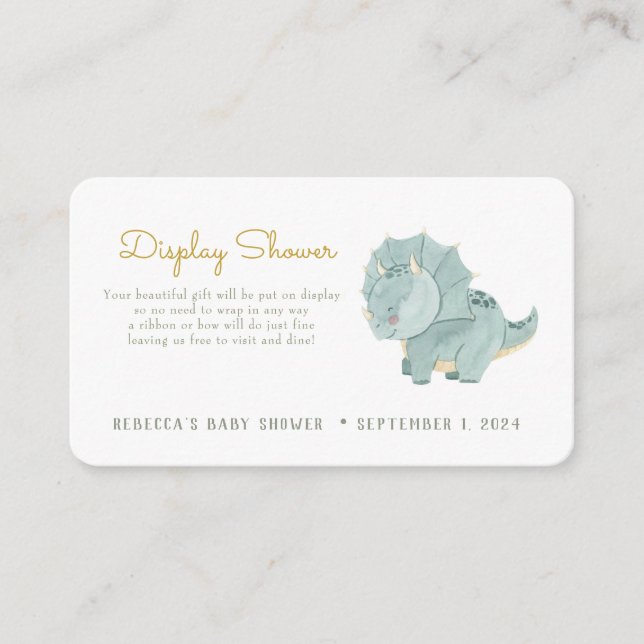 Cartão De Informações Chá para Exibição de Dinossauro Gelado (Frente)