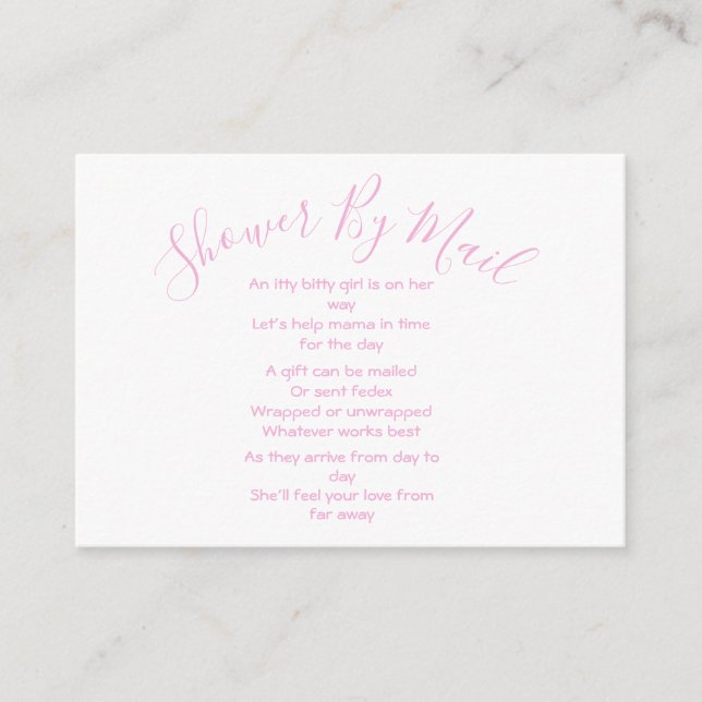 Cartão De Informações Chá por Mail Baby Girl Pink (Frente)