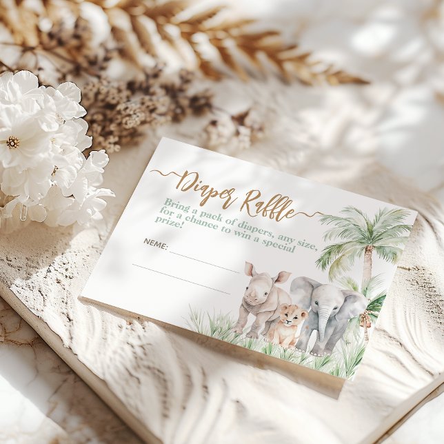 Cartão De Informações Chá Safari Animal Selvagem Um Bebê (Criador carregado)