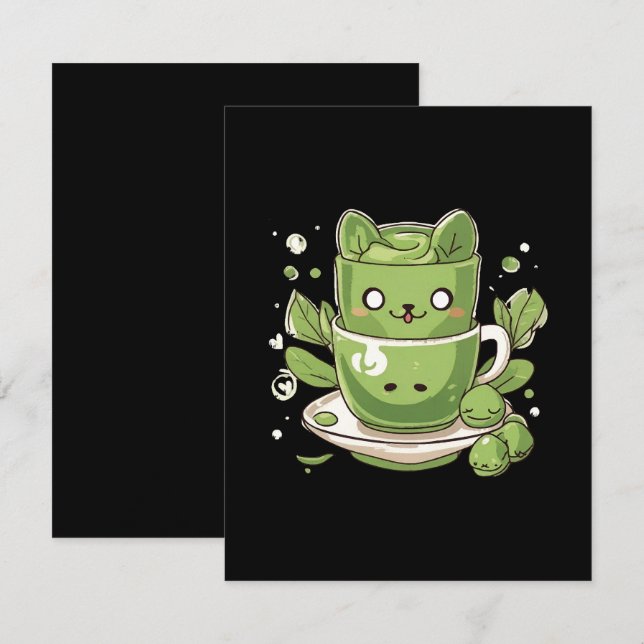 Cartão De Informações chá verde matcha (Frente/Verso)