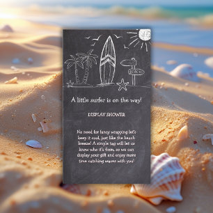 Cartão De Informações Chalkboard A Little Surfer Chá de fraldas