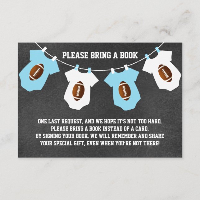 Cartão De Informações Chalkboard FOOTBALL Traga um chá de fraldas (Frente)