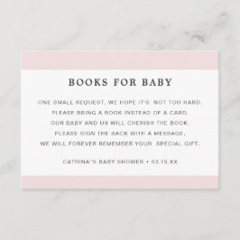 Cartão De Informações Chamada de Livro Rosa Corado Baby Shower