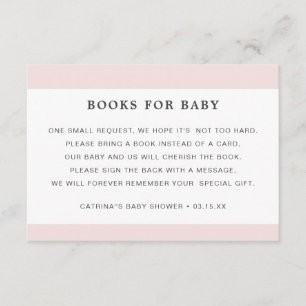 Cartão De Informações Chamada de Livro Rosa Corado Baby Shower