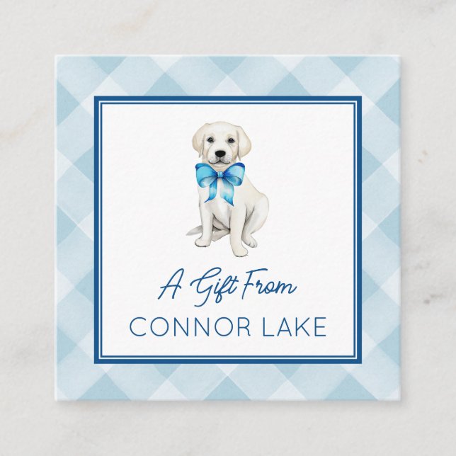 Cartão De Informações Chamada de Puppy White Lab Personalizada com Aquar (Frente)