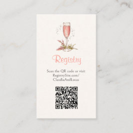 Cartão De Informações Champagne Peach Apricot Bridal Registry QR
