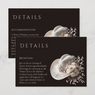 Cartão De Informações Chapéu branco com flores Detalhes do casamento
