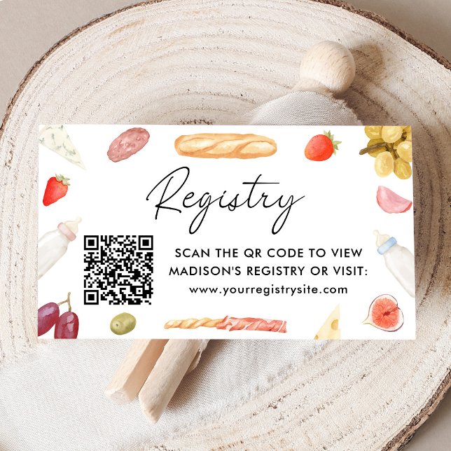 Cartão De Informações Charcuterie Baby Registry Código QR (Criador carregado)