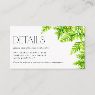 Cartão De Informações Chartreuse Green Fern deixa detalhes de RSVP