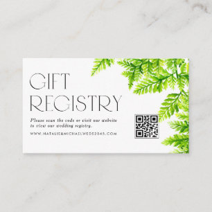 Cartão De Informações Chartreuse Green Ferns QR Code Wedding Registry