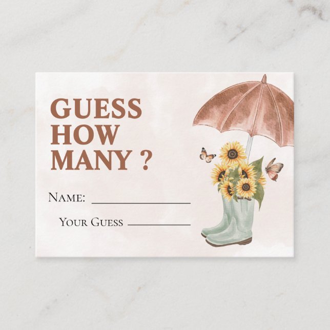 Cartão De Informações Chás Boho April Adivinham Quantos Placas De Jogo (Frente)