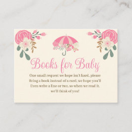 Cartão De Informações Chás de abril trazem livros de flores para o bebê