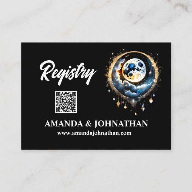 Cartão De Informações Cheio lua estrelada noite estelar luna chic celest (Frente)