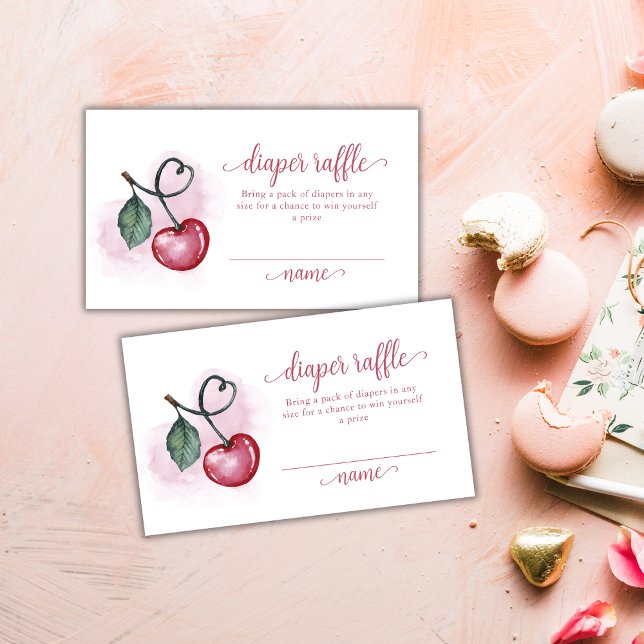 Cartão De Informações Cherry Berry Sweetheat Fralda Raffle Chá de fralda (Cherry Berry Sweetheat Diaper Raffle Baby Shower Enclosure Card)