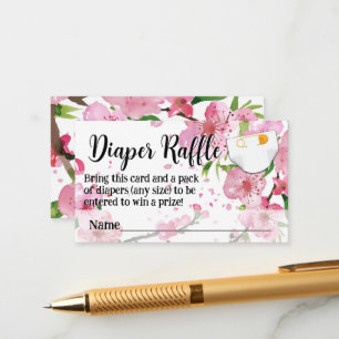 Cartão De Informações Cherry Blossom Girl Chá de fraldas Raffle