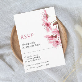 Cartão De Informações Cherry Blossom Japão Elegante RSVP Floral Moderna