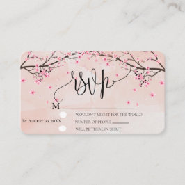 Cartão De Informações Cherry Blossom Watercolor Floral Pink RSVP