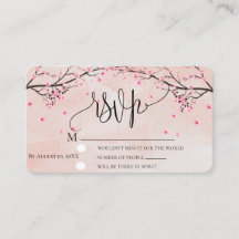 Cherry Blossom Watercolor Floral Pink RSVP