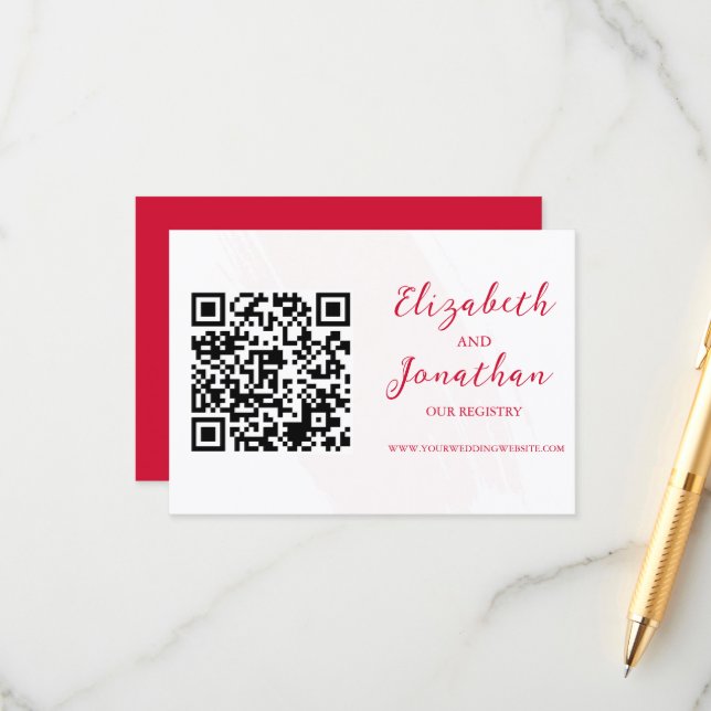 Cartão De Informações Cherry Red Wedding Registry (Frente/Verso In Situ)
