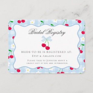 Cartão De Informações Cherry Sweet Blue Coquette Arco Bridal