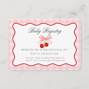 Cartão De Informações Cherry Sweet Pink Coquette Arco Baby Registry Card