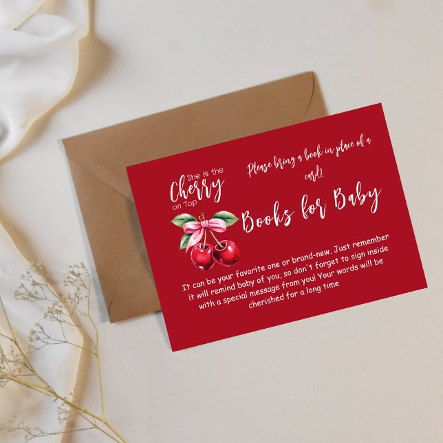 Cartão De Informações Cherry Vermelho no Livro do Chá de fraldas Superio (Criador carregado)