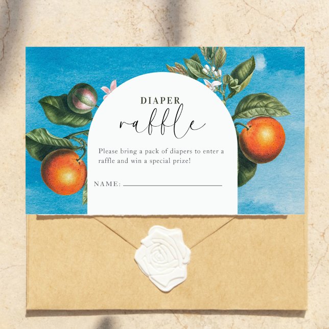 Cartão De Informações Chic Baby in Bloom Baby Shower |Arch Diaper Raffle (Criador carregado)
