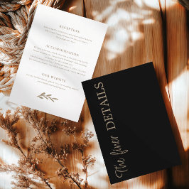 Cartão De Informações Chic Black Wedding Details