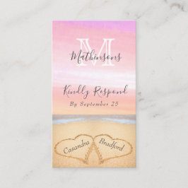 Cartão De Informações Chic Blush Pink Hearple Sand RSVP