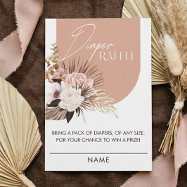Cartão De Informações Chic Bohemian Watercolor Floral Baby Fralda Raffle