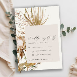 Cartão De Informações Chic Boho Protea Floral Seca Casamento RSVP