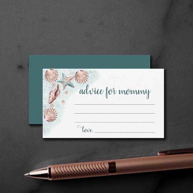 Cartão De Informações Chic costal | Coral Verde Teal Mommys Belly (Criador carregado)