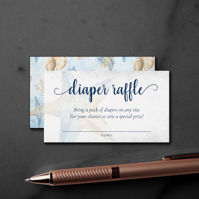 Cartão De Informações Chic costal | Fralda Azul-Dourada Raffle (Criador carregado)