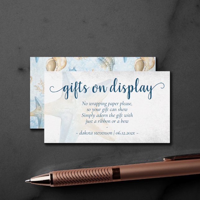 Cartão De Informações Chic costal | Presentes de Starfish Dourado azul n (Criador carregado)