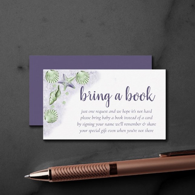 Cartão De Informações Chic costal | Roxo e Verde limão Tragam um Livro (Criador carregado)