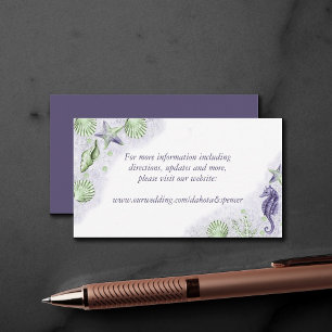 Cartão De Informações Chic costal   Sítio Web Casamento Roxo e Verde