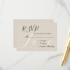 Cartão De Informações Chic Cream Beige White Love RSVP